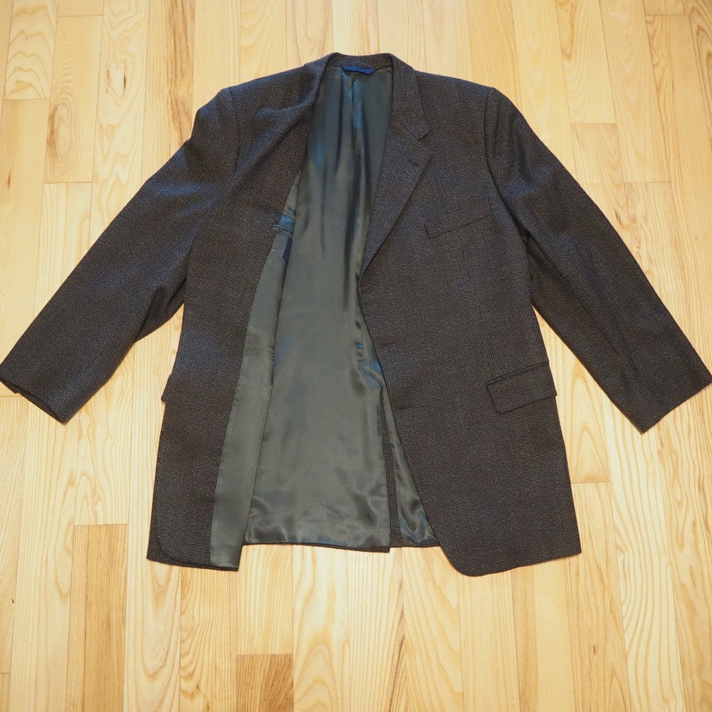 Burberry London 100% Wool Brown Salt & Pepper Tweed Blazer Men's 48R Made in USA